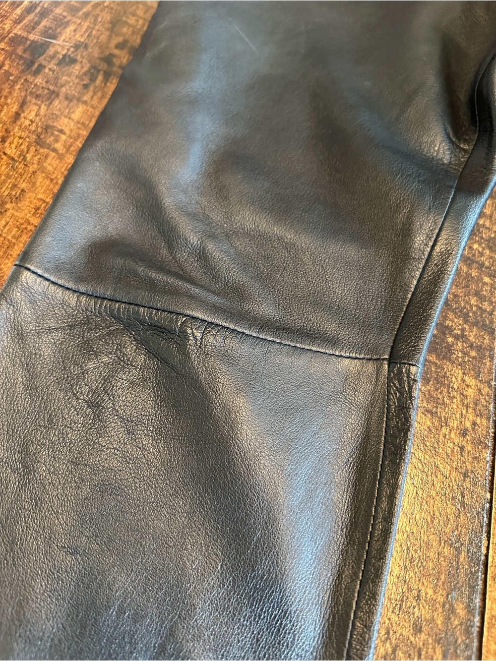 Rem Garson | Vintage Genuine Leather Pants Black Straight Leg High Rise, Size 10 - Picture 5 of 8